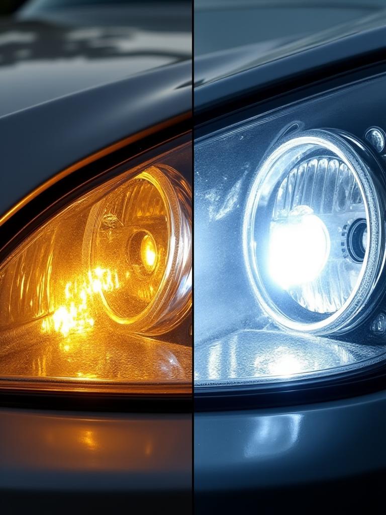 Perbandingan lampu hadapan sebelum dan selepas restorasi